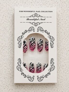 Pink Ombre Zebra Press-On Nails